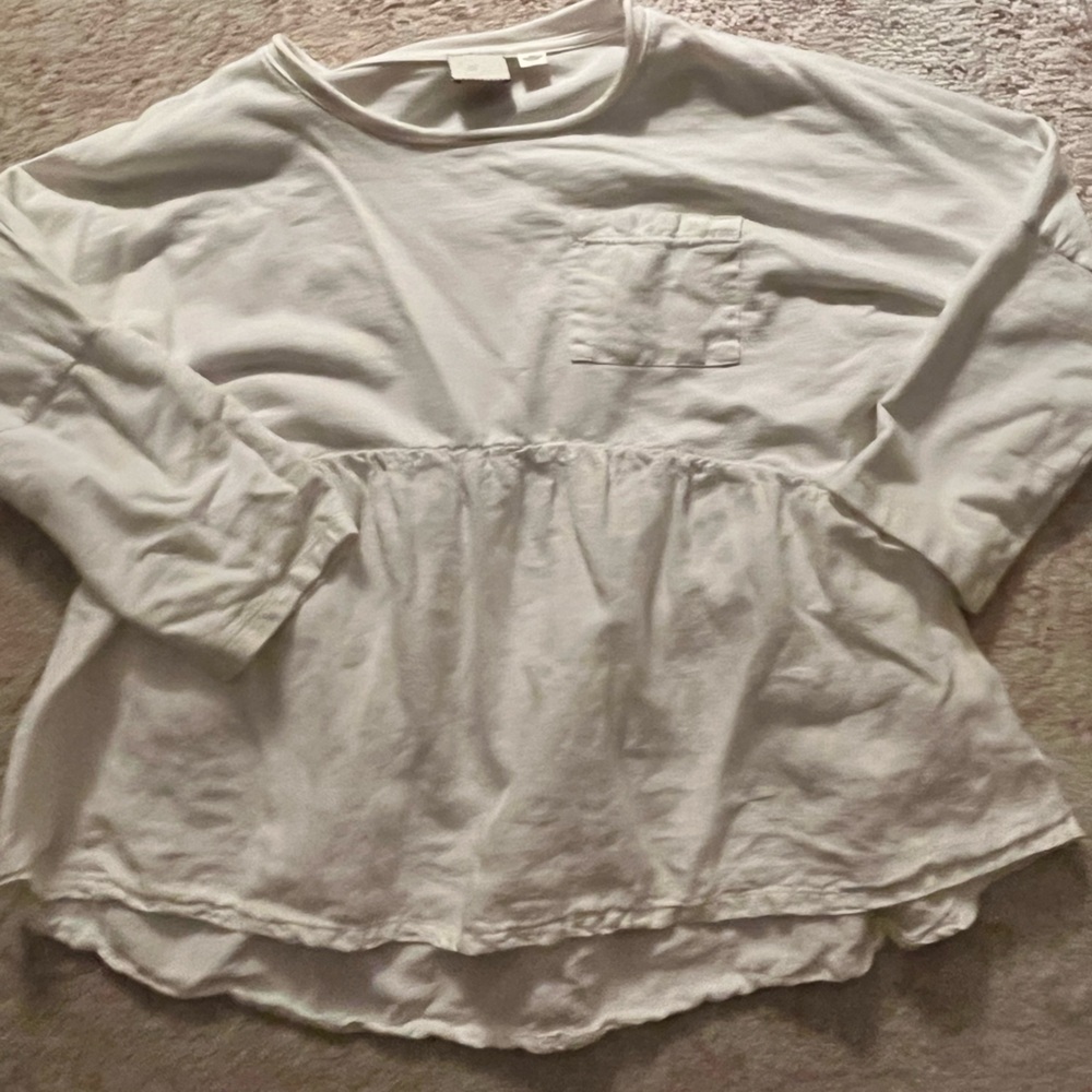 Anthropologie 100% cotton long sleeve top with a pocket square